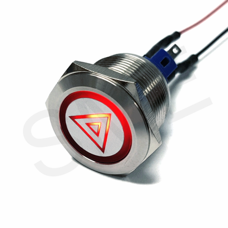 QN22-A1 삼각마킹 푸쉬 메탈 방수 LED 스위치 레드